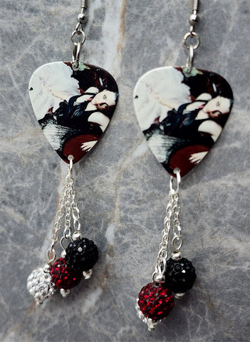 Evanescence Amy Lee Guitar Pick Earrings with Pave Bead Dangles