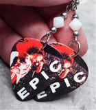 Faith No More Epic Guitar Pick Earrings with White Swarovski Crystals