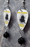 Faith No More Introduce Yourself Guitar Pick Earrings with Black Pave Bead Dangles