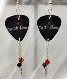 Five Finger Death Punch Logo Guitar Pick Earrings with Charm and Swarovski Crystal Dangles
