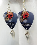 Five Finger Death Punch Guitar Pick Earrings with Silver Spike Dangles