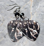 Five Finger Death Punch Guitar Pick Earrings with Black Swarovski Crystals