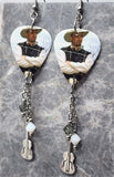 Garth Brooks Guitar Pick Earrings with Guitar Charms and Swarovski Crystal Dangles