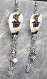 Garth Brooks Guitar Pick Earrings with Guitar Charms and Swarovski Crystal Dangles