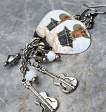 Garth Brooks Guitar Pick Earrings with Guitar Charms and Swarovski Crystal Dangles