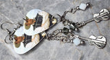 Garth Brooks Guitar Pick Earrings with Guitar Charms and Swarovski Crystal Dangles