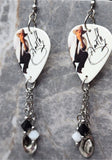 Garth Brooks Guitar Pick Earrings with Cowboy Hat Charms and Swarovski Crystal Dangles