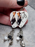 Garth Brooks Guitar Pick Earrings with Cowboy Hat Charms and Swarovski Crystal Dangles