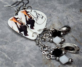 Garth Brooks Guitar Pick Earrings with Cowboy Hat Charms and Swarovski Crystal Dangles