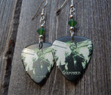 Godsmack Awake Guitar Pick Earrings with Green Opal Swarovski Crystals