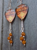 Godsmack Guitar Pick Earrings with Orange Pave Bead Dangles