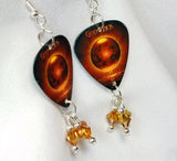 Godsmack The Oracle Guitar Pick Earrings with Crystal Copper Swarovski Crystal Dangles