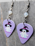 Ghost Purple Guitar Pick Earrings with Opal Swarovski Crystals