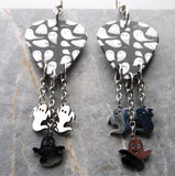 Ghosts That Say Boo Guitar Pick Earrings with Stainless Steel Charm Ghost Dangles