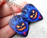 Halloween Jack o' Lantern Dangling Guitar Pick Earrings