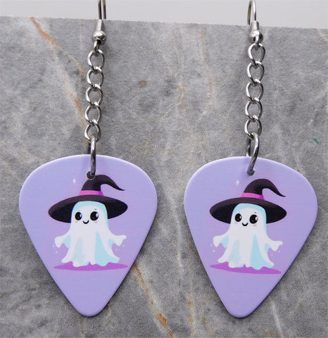 Ghosts Dangling Purple Guitar Pick Earrings