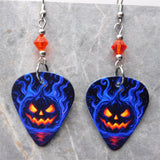 Halloween Jack o' Lantern Guitar Pick Earrings with Orange Swarovski Crystals