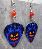 Halloween Jack o' Lantern Guitar Pick Earrings with Orange Swarovski Crystals