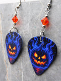 Halloween Jack o' Lantern Guitar Pick Earrings with Orange Swarovski Crystals