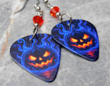 Halloween Jack o' Lantern Guitar Pick Earrings with Orange Swarovski Crystals