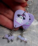 Ghost Purple Guitar Pick Earrings with Purple Opal Swarovski Crystal Dangles