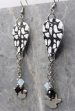 Ghosts That Say Boo Guitar Pick Earrings with Ghost Stainless Steel Charms and Swarovski Crystal Dangles