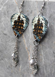 Haunted House Guitar Pick Earrings with Ghost Stainless Steel Charms and Swarovski Crystal Dangles