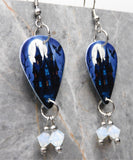 Spooky House Guitar Pick Earrings with Opal Swarovski Crystal Dangles