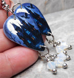 Spooky House Guitar Pick Earrings with Opal Swarovski Crystal Dangles