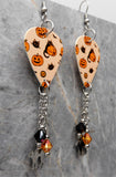 Halloween Jack o' Lantern and Black Cat Guitar Pick Earrings with Stainless Steel Charm and Swarovski Crystal Dangles