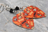 Halloween Guitar Pick Earrings with Black Swarovski Crystals