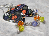 Halloween Guitar Pick Earrings with Swarovski Crystal Dangles