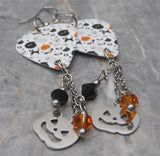 Halloween Guitar Pick Earrings with Jack o Lantern Charms and Swarovski Crystal Dangles