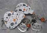 Halloween Guitar Pick Earrings with Jack o Lantern Charms and Swarovski Crystal Dangles