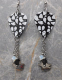 Ghosts That Say Boo Guitar Pick Earrings with Ghost Stainless Steel Charms and Swarovski Crystal Dangles