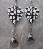 Ghosts That Say Boo Guitar Pick Earrings with Ghost Stainless Steel Charms and Swarovski Crystal Dangles
