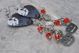Jack o Lantern Guitar Pick Earrings with Stainless Steel Charms and Swarovski Crystal Dangles
