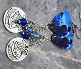 Hagrid and Harry Potter Guitar Pick Earrings with Charm and Swarovski Dangles