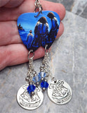 Hagrid and Harry Potter Guitar Pick Earrings with Charm and Swarovski Dangles