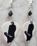 Johnny Cash Guitar Pick Earrings with Black Swarovski Crystals