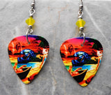 Journey Trial By Fire Guitar Pick Earrings with Yellow Opal Swarovski Crystals