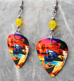 Journey Trial By Fire Guitar Pick Earrings with Yellow Opal Swarovski Crystals