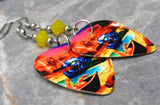 Journey Trial By Fire Guitar Pick Earrings with Yellow Opal Swarovski Crystals