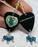 Journey Arrival Guitar Pick Earrings with Yellow and Blue Swarovski Crystal Dangles