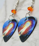 Journey Escape Guitar Pick Earrings with Fire Opal Swarovski Crystals