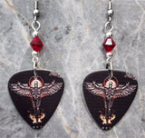 Judas Priest Angel Of Retribution Guitar Pick Earrings with Red Swarovski Crystals