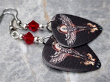 Judas Priest Angel Of Retribution Guitar Pick Earrings with Red Swarovski Crystals