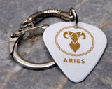 Horoscope Astrological Sign Aries White Guitar Pick Keychain