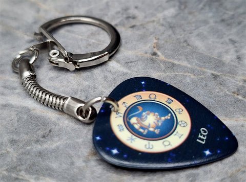 Horoscope Astrological Sign Leo Guitar Pick Keychain