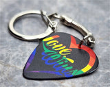 Love Wins Heart Pride Guitar Pick Keychain